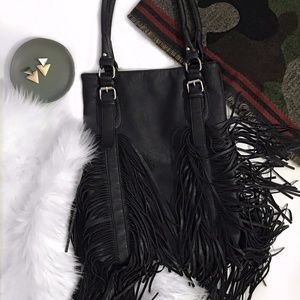Faux Leather Fringe Bag